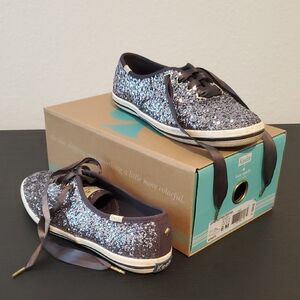 Keds Blue Glitter Sneakers with Satin Laces